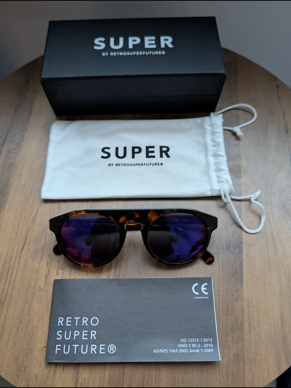 RetroSuperFuture Racer Montana Tortoiseshell Sunglasses Purple Mirrored Lenses